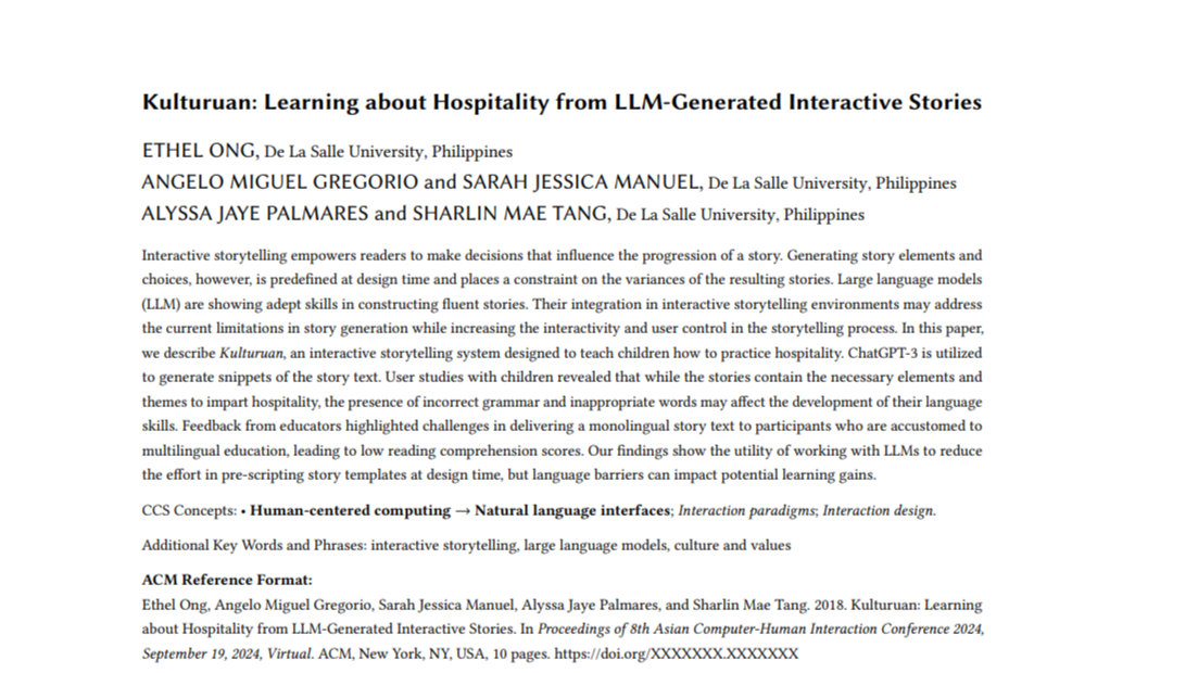 Kulturuan: Learning about Hospitality from LLM-Generated Interactive Stories